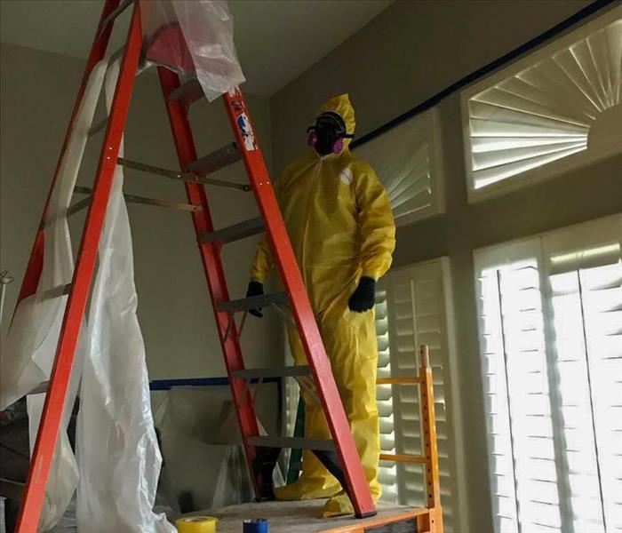 SERVPRO tech in PPE on a job in a Phoenix, AZ home