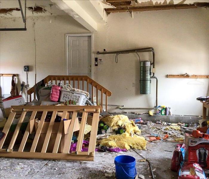 Damage in garage.