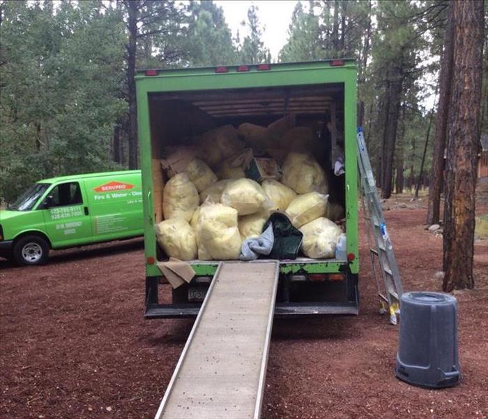 Removed materials in the back of a SERVPRO truck in Phoenix, AZ